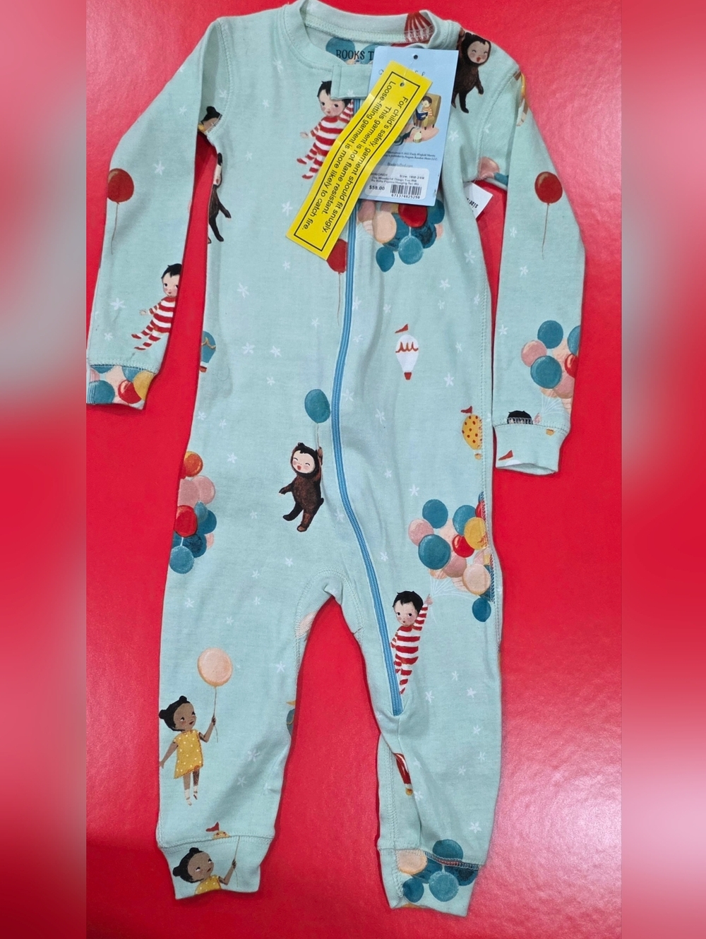 Mint Balloon-Print Kids Footie Pajamas Sizs 18-24 Months